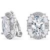 Bling Jewelry Orecchini a clip stile Art Déco moda formale festa di vacanza nuziale grande ovale chiaro zircone cubico baguette halo AAA CZ per donne matrimonio orecchio non forato placcato argento