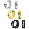 Bling Jewelry Set di tre gioielli da motociclista piccoli orecchini a cerchio con drago asiatico Kpop per uomini donne adolescenti tono argento nero oro in acciaio inossidabile