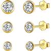 Candyfancy Piccoli orecchini a perno in argento Sterling 925 per donne e uomini, placcati in oro, con zirconia cubica rotonda, 3 mm, 4 mm, 5 mm, 5mm, Zirconia cubica, Zirconie sintetico