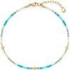 JEWELS BY LEONARDO Cavigliera Ciao Janni - Delicata cavigliera in acciaio inox dorato - minuscole perle di vetro aqua-turchese, lunghezza 24-28 cm, regalo da donna - 023860