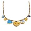 Bottega della Principessa Collana Donna Boho con Charms Cuori e Fiore - Acciaio inossidabile 316L Dorato, Stile Bohémien, Idea Regalo (Oro e Turchese)