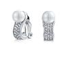 Bling Jewelry Moda Nuziale Di Cristallo Bianco Simulato Perla Huggie Clip Su Orecchini Per Le Donne Non Forato Orecchio Argento Placcato Ottone
