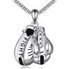 HUKKUN Collana in argento sterling Never Give Up con ciondolo guantoni da boxe, regalo per uomini