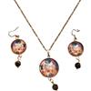 Lunix Parure Dipinti d'Autore Artistica Set Collana e Orecchini Cabochon Pietre Naturali Gioielli Artigianali Coordinati Idea Regalo Completa Donna (Il Bacio Occhio Di Tigre)