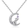 Viki Lynn - Collana da donna in argento Sterling 925, con ciondolo a forma di gatto e zirconia cubica