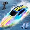 PENGBU RC Barca Telecomandata per Bambini, 2.4GHz RC Boat con 7 Luci LED