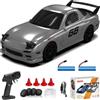 KAIMIO Auto da drift RC in scala 1:24 4WD 2,4 GHz 30 km/h ad alta velocità da corsa sportiva con luci a LED da corsa e ruote da deriva adatta per principianti (8608-grigio)
