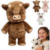 STOAT Highland Cow Peluche, realistica mucca highland peluche, morbido animale di peluche per adulti, decorazione fattoria, regalo per amanti degli animali (Marrone)