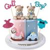 Rainway Confezione da 8 decorazioni per torta Gender Reveal - Motivo orsetto - Abito con paillettes - Tutina - Orsetto - Cavallo a dondolo per maschietto o femminuccia - Decorazione per torta per feste