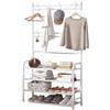 Generic Appendiabiti con Scarpiera 60x26x152cm, Guardaroba Salvaspazio con 4 Ripiani e Ganci, Stand Porta Giacche e Scarpe per Ingresso, Corridoio, Camera da Letto bianco