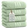 HomeBurg Core Set di 4 Asciugamani in Cotone per il Bagno - Morbidi, Assorbenti, Durevoli, con Bordo Decorativo, Facili da Mantenere, 40×60 cm, Verde Muschio
