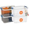 AKITAInk Set 4 Contenitori 13L Plastica Trasparenti con Clip di Bloccaggio - Scatole Salvaspazio 38.9x27.7x19.5 cm Impilabili per Casa, Ufficio, Armadi e Ripostigli