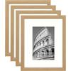 Eitida Set di 4 Cornici Moderne 20x25 cm, con Passepartout per Foto 13x18 cm, Listello in Legno di Quercia Naturale, Font in Vetro, Pronte da Appendere o da Appoggiare sul Tavolo