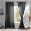 DWCN Tende per Interni in Voile con Fermatenda per Salotto Eleganti Tende Trasparenti con Occhielli Morbidi Finestre 2 Pannelli, 140x260 CM, Nero