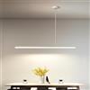 Yuelux Lampadario Sospensione a LED Dimmerabile con Telecomando, Lampada Moderna a Soffitto per Interni - Ideale per Cucina con Isola, Tavolo da Pranzo, Soggiorno e Ufficio Bianco, A-150cm