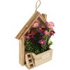GRADENEVE Cesto Appeso con Fiori Artificiali in Legno, Adatto per Ambienti Interni come Soggiorno e Ufficio, Design Raffinato