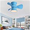 YUNZI Reversibile Lampada Ventilatore Soffitto Bambini Camera LED Dimmerabile Ventilatore Da Soffitto Con Luce E Telecomando Piccolo Silenzioso Soggiorno Ventilatore Da Soffitto Con Luce E Timer,Blu