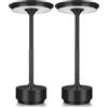 MMOBIEL Lampada da Tavolo Senza Fili Lampada LED Ricaricabile in Metallo - Touch Control, Dimmer Continuo a 3 Colori, Batteria 5200mAh, USB-C per Camera, Patio, Interno/Esterno - 2 Pezzi - Nero