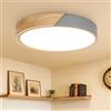 Kimjo Legno Plafoniera LED Soffitto, Grigio Lampada da Soffitto Luce Calda