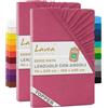 Lavea® Set 2 Lenzuola con Angoli Singolo 90x200 cm - Jersey 100% Cotone - Per Materassi Topper fino a 10 cm - Con Elastico Tutto Intorno - Certificato OEKO-TEX - Corallo