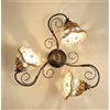 Mondocreazioni Plafoniera da soffitto a 3 luci in ferro battuto e ceramica siciliana realizzata e decorata artigianalmente coll. melograno