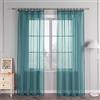 HongYa 1 tenda in voile tinta unita con fettuccia arricciata, facile installazione, trasparente, decorazione per finestre di soggiorno, camera da letto, semplice e naturale, turchese H/L 225/145 cm