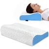 PKBD Cuscino di Memoria di Forma, Cuscino Cervicale per Dolore di Collo e Spalle, 2 Altezze Cuscino Cervicale per Dorsale, Laterale e Addominale, Bianco-Blu