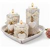 ZHUDALA Set di 3 vassoi e portacandele in legno, a forma di cuore, per Natale, matrimonio e tavolo da pranzo