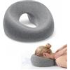 Dexpally Cuscino per Massaggio Viso a Faccia in Giù in Memory Foam, Poggiatesta Ergonomico a Forma di U con Foro per Respirazione, Ideale per Lettini da Massaggio,Saloni Spa e Uso Domestico. (Grigio)