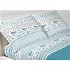 BIANCHERIAWEB Completo Lenzuola Letto in 100% Cotone Made Italy Disegno Marino Pesci Singolo Azzurro