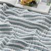 EMME Coperta in 100% mussola di cotone, per adulti, 228 x 274 cm, traspirante, morbida, grande, per tutte le stagioni, prelavata, copridivano in cotone, a righe, verde acqua
