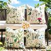 Velvhom Cuscini decorativi 45x45 cm set di 4, stile botanico artistico, illustrazioni di fiori selvatici e farfalle, per divano, letto e decorazione del giardino