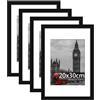 Tinkeps Confezione da 4 Cornici per Foto 20x30cm Nere, Legno Impiegato e Plexiglass, Cornice 20x30cm con Supporto per Stampe 15x20 cm, Foto e Poster, Montabile su Tavolo e a Parete