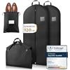Bruce.® 2x Borsa Porta Abiti da Viaggio 120 x 60cm inkl 1x Sacchetto per Scarpe, Custodia Abiti con Cerniera Antitarme, Copriabiti da Armadio Antipolvere 120 GSM, Porta Abito da Viaggio Uomo e Donna