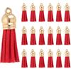 PATIKIL 1.5 Nappe Pelle Mini, 100Pz Ciondoli in Pelle Nappine Colorate Charm Portachiavi Con Cappuccio Dorato Per Decorative Borse Bracciali Creazione Gioielli Portachiavi, Rosso