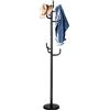 RELAX4LIFE Appendiabiti da Terra, Attaccapanni in Metallo con 8 Ganci per Vestiti, Borse e Cappello, Appendiabiti da Pavimento con Base Stabile per Salone, Ufficio e Negozio, Nero (30x175cm(ØxA))