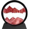 SANDCLE Pittura di Sabbia che scorre - immagine di Sabbia in Movimento, Flow Pittura di Vetro Rotonda a Clessidra 3D, Arte Decorazione Regalo per Casa Ufficio (Rosso, 7 Pollici)