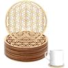 Hugwish Set Di 24 Sottobicchieri Fiore Della Vita Per La Meditazione (10 X 10 Cm), fiore della vita legno di betulla, fiore della vita da parete (24)