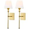 OOWOKS 2 pezzi Moderno Lampada a Muro ottone spazzolato Lampada da Parete in oro con Paralume in Tessuto Lampada da Salotto Applique da Parete Metallo Classica Lampada da Comodino Luce Specchio da Bagno E27