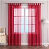 ESLIR Tende con passanti, tenda trasparente per finestra con passanti, voile, rosso, L x A 140 x 225 cm, 1 pezzo