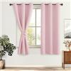 DWCN 2 Pezzi Tenda Oscurante per Finestre, Tende Camera da Letto Eleganti per Camerette Bambini con Anelli, Rosa, 117x183 CM (Larghezza x Altezza)