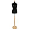 Generisch Manichino femminile, manichino da sartoria femminile su base rotonda in legno naturale (rivestimento - nero, XL 42/44)