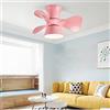 YUNZI Reversibile Lampada Ventilatore Soffitto Bambini Camera LED Dimmerabile Ventilatore Da Soffitto Con Luce E Telecomando Piccolo Silenzioso Soggiorno Ventilatore Da Soffitto Con Luce E Timer,Rosa