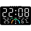 CWOQOCW Grande orologio digitale a LED con ora, umidità, temperatura, data, sveglia e indicatori di livello di comfort, progettato per appendere alla parete o da installare in piano (bianco)