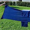 Ruoccohome Ruocchome Telo Mare Blu in Microspugna con Elastici agli Angoli antivento per Lettino Sdraio con Tasche Porta cellulare