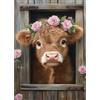 BOWETILE 5D DIY Diamond Painting Art Kits Mucca Carina, Kit di Pittura Diamante Animali per Adulti, Quadri Ricamati con Strass di Fiori per Principianti, Decorazione Murale per la Casa 30x40 cm