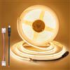 ACELUMO Striscia LED COB 10 Metri, Luce LED 24V, 8mm larghezza, CRI 92, 9w/m, 95 lm/w, 320 LED/m, Tagliabile, Flessibile per Cucina, Retroilluminazione, Interno, Bianca Calda, 3000K (Alimentazione Non)