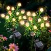 Qoosea Luci Solari da Giardino Esterna, 2 Pezzi Lampada Solare Fiori di Gardenia LED Esterno, Lampade Solari IP65 Impermeabile, Decorazione per Cortile Prato Patio Nozze Natalizia Feste (Bianco Caldo)