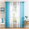 MIULEE Voile Tende Trasparenti con 2 Pannelli per Salotto Eleganti con Occhielli Sfumato Tenda per Finestra Decorazione Balcone e Camera da Letto Soggiorno Bagno Cucina 140X225CM Blu Marino