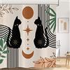 Hnmdmyi Tenda da doccia Boho 180x180, Metà Secolo Astratto Gatto Nero Foglia Luna Stella Beige Tenda da Bagno Moderna Terracotta Arte Estetica Impermeabile Tessuto Poliestere Lavabile Tenda da Bagno